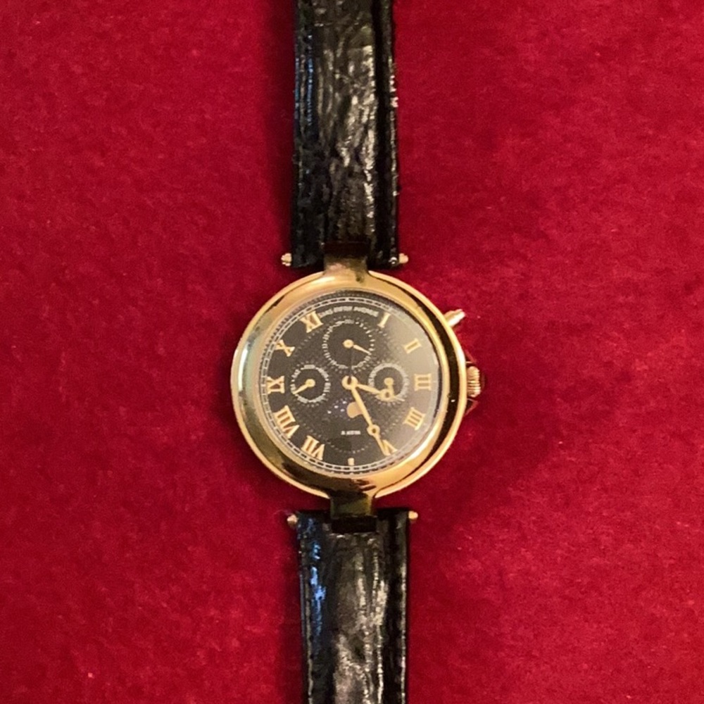 BLACK from Saks Fifth Ave 50m Watch with black leather band.